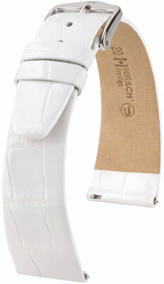 cinturino in pelle Hirsch Prestige L 02207000-2, bianco, pelle di alligatore, lunghezza L, Quick Release