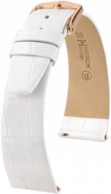 cinturino in pelle Hirsch Prestige L 02207000-7, bianco, pelle di alligatore, lunghezza L, Quick Release