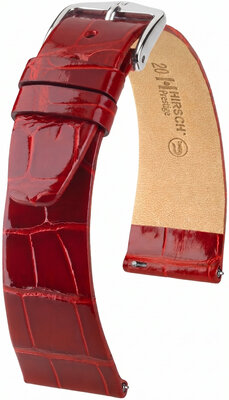 Cinturino in pelle Hirsch Prestige L 02207020-2, rosso, pelle di alligatore, lunghezza L, Quick Release