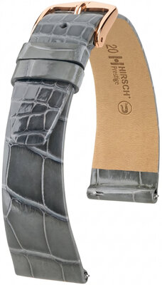Cinturino in pelle Hirsch Prestige L 02207030-7, grigio, pelle di alligatore, lunghezza L, Quick Release