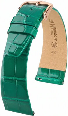 Cinturino in pelle Hirsch Prestige L 02207040-7, verde, pelle di alligatore, lunghezza L, Quick Release