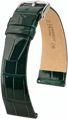 Cinturino in pelle Hirsch Prestige L 02207041-2, verde, pelle di alligatore, lunghezza L, Quick Release