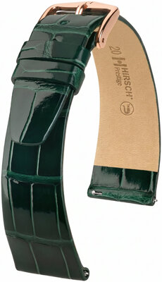 Cinturino in pelle Hirsch Prestige L 02207041-7, verde, pelle di alligatore, lunghezza L, Quick Release