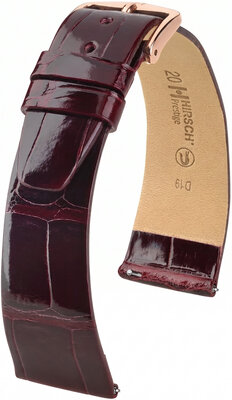 Cinturino in pelle Hirsch Prestige L 02207060-7, rosso, pelle di alligatore, lunghezza L, Quick Release