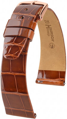 Cinturino in pelle Hirsch Prestige L 02207070-7, marrone, pelle di alligatore, lunghezza L, Quick Release