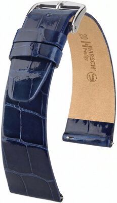Cinturino in pelle Hirsch Prestige L 02207080-2, blu, pelle di alligatore, lunghezza L, Quick Release