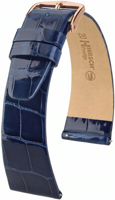 Cinturino in pelle Hirsch Prestige L 02207080-7, blu, pelle di alligatore, lunghezza L, Quick Release