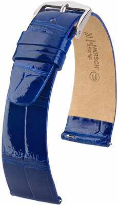 Cinturino in pelle Hirsch Prestige L 02207082-2, blu, pelle di alligatore, lunghezza L, Quick Release