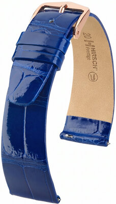 Cinturino in pelle Hirsch Prestige L 02207082-7, blu, pelle di alligatore, lunghezza L, Quick Release