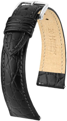 Cinturino in pelle Hirsch Aristocrat L 03829050-2, nero, vitello, lunghezza L, Quick Release