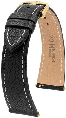 Cinturino in pelle Hirsch Bologna 01802150-1, nero, pelle di vitello, Quick Release
