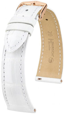 Cinturino in pelle Hirsch London L 04207000-7, bianco, pelle di alligatore, lunghezza L, Quick Release