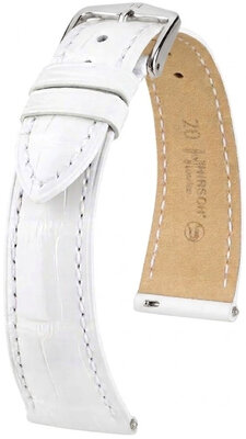 Cinturino in pelle Hirsch London L 04207009-2, bianco, pelle di alligatore, lunghezza L, Quick Release