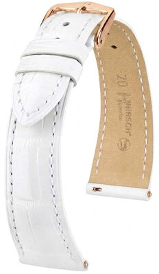 Cinturino in pelle Hirsch London L 04207009-7, bianco, pelle di alligatore, lunghezza L, Quick Release