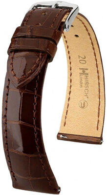 Cinturino in pelle Hirsch London L 04207010-2, marrone, pelle di alligatore, lunghezza L, Quick Release