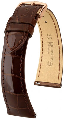Cinturino in pelle Hirsch London L 04207010-7, marrone, pelle di alligatore, lunghezza L, Quick Release