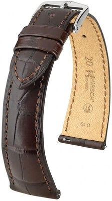 Cinturino in pelle Hirsch London L 04207017-2, marrone, pelle di alligatore, lunghezza L, Quick Release