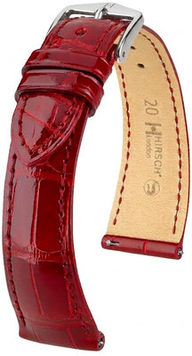 Cinturino in pelle Hirsch London L 04207020-2, rosso, pelle di alligatore, lunghezza L, Quick Release