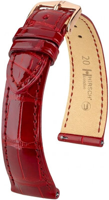 Cinturino in pelle Hirsch London L 04207020-7, rosso, pelle di alligatore, lunghezza L, Quick Release