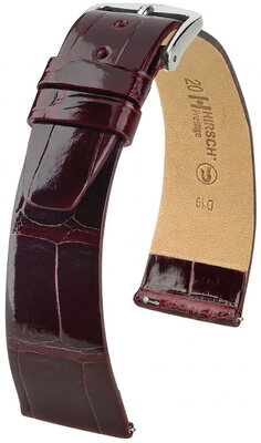 Cinturino in pelle Hirsch Prestige 02207160-2, rosso, pelle di alligatore, Quick Release