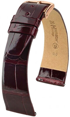 Cinturino in pelle Hirsch Prestige 02207160-7, rosso, pelle di alligatore, Quick Release