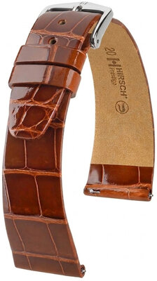 Cinturino in pelle Hirsch Prestige 02207170-2, marrone, pelle di alligatore, Quick Release