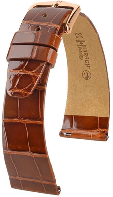 Cinturino in pelle Hirsch Prestige 02207170-7, marrone, pelle di alligatore, Quick Release
