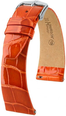 Cinturino in pelle Hirsch Prestige 02207177-2, arancione, pelle di alligatore, Quick Release