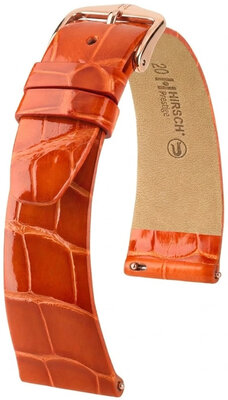 Cinturino in pelle Hirsch Prestige 02207177-7, arancione, pelle di alligatore, Quick Release