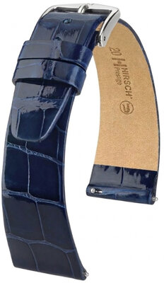 Cinturino in pelle Hirsch Prestige 02207180-2, blu, pelle di alligatore, Quick Release