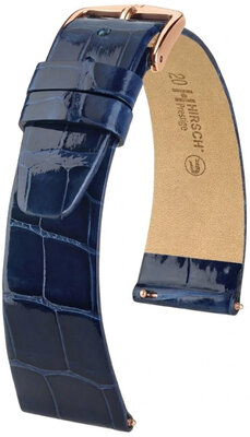 Cinturino in pelle Hirsch Prestige 02207180-7, blu, pelle di alligatore, Quick Release