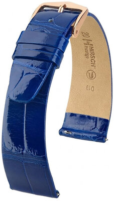 Cinturino in pelle Hirsch Prestige 02207182-7, blu, pelle di alligatore, Quick Release
