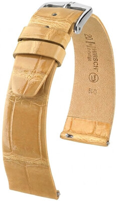 Cinturino in pelle Hirsch Prestige 02207190-2, beige, pelle di alligatore, Quick Release