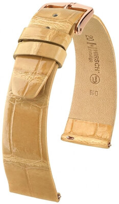 Cinturino in pelle Hirsch Prestige 02207190-7, beige, pelle di alligatore, Quick Release
