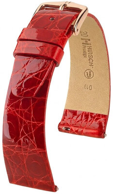 Cinturino in pelle Hirsch Prestige 02208120-7, rosso, pelle di coccodrillo, Quick Release