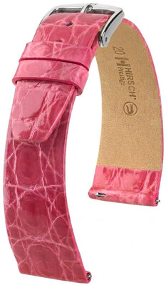 Cinturino in pelle Hirsch Prestige 02208125-2, rosa, pelle di coccodrillo, Quick Release