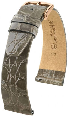 Cinturino in pelle Hirsch Prestige 02208130-7, grigio, pelle di coccodrillo, Quick Release