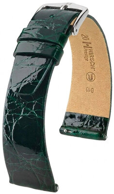 Cinturino in pelle Hirsch Prestige 02208140-2, verde, pelle di coccodrillo, Quick Release