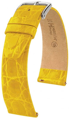 Cinturino in pelle Hirsch Prestige 02208172-2, giallo, pelle di coccodrillo, Quick Release