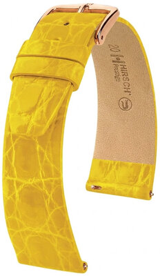 Cinturino in pelle Hirsch Prestige 02208172-7, giallo, pelle di coccodrillo, Quick Release