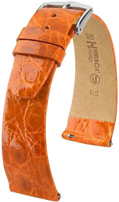Cinturino in pelle Hirsch Prestige 02208176-2, arancione, pelle di coccodrillo, Quick Release