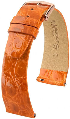 Cinturino in pelle Hirsch Prestige 02208176-7, arancione, pelle di coccodrillo, Quick Release