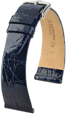 Cinturino in pelle Hirsch Prestige 02208180-2, blu, pelle di coccodrillo, Quick Release