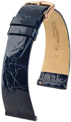 Cinturino in pelle Hirsch Prestige 02208180-7, blu, pelle di coccodrillo, Quick Release
