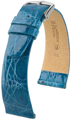 Cinturino in pelle Hirsch Prestige 02208183-2, blu, pelle di coccodrillo, Quick Release