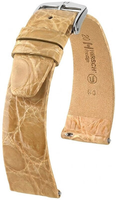 Cinturino in pelle Hirsch Prestige 02208190-2, beige, pelle di coccodrillo, Quick Release