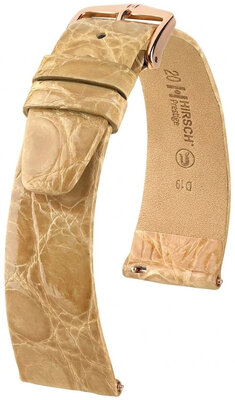 Cinturino in pelle Hirsch Prestige 02208190-7, beige, pelle di coccodrillo, Quick Release