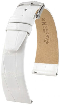 Cinturino in pelle Hirsch Prestige 02307100-2, bianco, pelle di alligatore, Quick Release