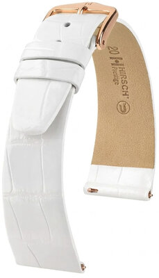 Cinturino in pelle Hirsch Prestige 02307100-7, bianco, pelle di alligatore, Quick Release