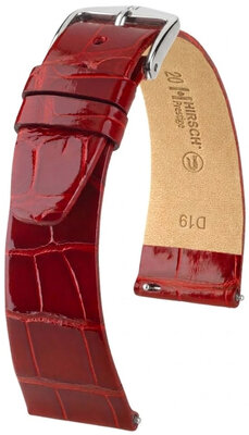 Cinturino in pelle Hirsch Prestige 02307120-2, rosso, pelle di alligatore, Quick Release